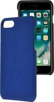 Geschikt voor iPhone SE 2022 Hoesje - Echt Leer Backcover - SE2022 Case Echt Leder Back Cover Blauw
