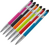 Aluminium Balpen Met Stylus Functie En Een Rubberised Afwerking - Blauwschrijvend - 12 Stuks