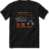 E75 leger T-Shirt | Unisex Army Tank Kleding | Dames / Heren Tanks ww2 shirt | Blueprint | Grappig bouwpakket Cadeau - Zwart - L