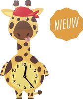Kinderklok Giraffe | STIL UURWERK | dieren wandklok jungle van hout voor kinderkamer en babykamer - decoratie accessoires | jongens en meisjes slaapkamer