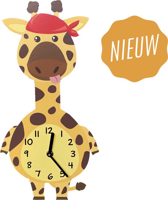 Horloge enfant Girafe | MOUVEMENT SILENCIEUX | horloge murale animaux jungle en bois pour chambre d'enfant et chambre de bébé - accessoires de décoration | chambre garçons et filles