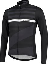 Rogelli Stripe Fietsshirt Lange Mouw - Wielershirt Heren - Zwart/Grijs/Wit - Maat XL