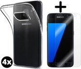 Foonig Silicone Hoesje Transparant 4x + Screenprotector 4x - Geschikt Voor Samsung Galaxy S7 Edge