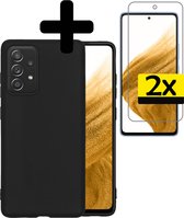 Hoesje Geschikt voor Samsung A53 Hoesje Siliconen Case Met 2x Screenprotector - Hoes Geschikt voor Samsung A53 Hoes Siliconen - Zwart