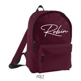 schooltas met naam Bordeaux| geborduurd | 15 verschillende kleuren | gepersonaliseerd