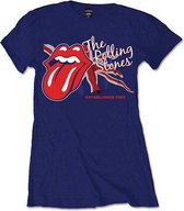 The Rolling Stones Dames Tshirt -XL- Lick The Flag Blauw