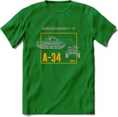 A34 Comet leger T-Shirt | Unisex Army Tank Kleding | Dames / Heren Tanks ww2 shirt | Blueprint | Grappig bouwpakket Cadeau - Donker Groen - XXL