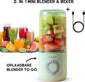 Dionora - 2-in-1 Smoothie blender - Mini blender -Blender to go - Portable blender - Smoothies & Shakes - Draadloos & Draagbaar - USB oplaadbaar - Groen