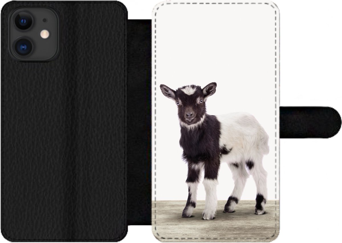 Telefoonhoesje Geschikt voor iPhone 12 Pro telefoonhoesje - Geit - Dieren - Kinderen - Jongens - Meisjes - Met vakjes - Wallet case met magneetsluiting