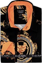Heren Overhemd - Slim Fit - Versace Baroque Satijn - Zwart - Maat L