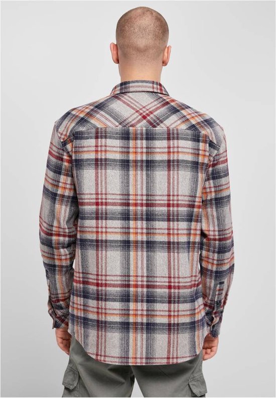 Chemise Urban Classics - S- Heavy Curved Oversized Checked Grijs/Rouge
