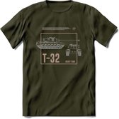 T32 Heavy tank leger T-Shirt | Unisex Army Tank Kleding | Dames / Heren Tanks ww2 shirt | Blueprint | Grappig bouwpakket Cadeau - Leger Groen - M