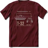 T32 Heavy tank leger T-Shirt | Unisex Army Tank Kleding | Dames / Heren Tanks ww2 shirt | Blueprint | Grappig bouwpakket Cadeau - Burgundy - L