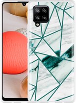 Hoesje Geschikt voor Samsung Galaxy A42 Polygon Marmer Groen
