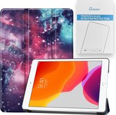 Case2go - Tablet hoes & Screenprotector geschikt voor iPad 2021 / 2020 / 2019 - 10.2 Inch - Auto Wake/Sleep functie - Galaxy