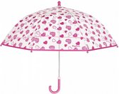 kinderparaplu Hartjes meisjes 70 cm transparant/roze