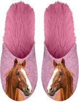 pantoffels paard pluche/textiel roze maat 39/42