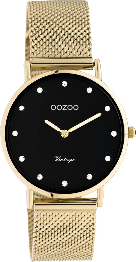 OOZOO Vintage series - goudkleurige horloge met goudkleurige metalen mesh armband - C20242 - Ø32