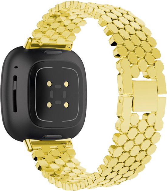 Fitbit Versa 3 bandje staal goud vispatroon + toolkit