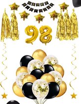 98 jaar verjaardag feest pakket Versiering Ballonnen voor feest 98 jaar. Ballonnen slingers sterren opblaasbare cijfers 98