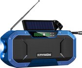 Solar Noodradio - Survival radio - Opwindbare radio - Solar opwindbaar - Noodpakket rampenrugzak - met zaklamp en 5000 mAh powerbank - Op batterijen voor rampen - Blauw