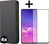 Fooniq Boek Hoesje Zwart 4x + Screenprotector 4x - Geschikt Voor Samsung Galaxy S10 Lite