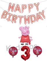 Peppa Pig ballonnen set verjaardag 3 jaar Hoogte 81 cm - folie ballon - 6 delig