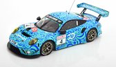 Porsche 911 GT3 R #4 (Blauw/Groen) (30 cm) 1/18 IXO Models - Model auto - Schaalmodel - Modelauto - Miniatuur autos