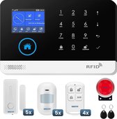 Hozard® Alarmsysteem | Met Sirene | Smart Home Beveiligingssysteem | Draadloos | Wifi Alarm | LCD Scherm | Incl RFID Tags- Draadloze Smart Home Beveiligingssysteem - Premium Pakket