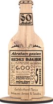 Bierfles abraham gezien - 50 jaar - houten wenskaart - kaart van hout 50ste verjaardaag - gepersonaliseerd - 10.5 x 29 cm