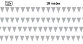 12x Vlaggenlijn zilver 10 meter - 1 kleur - zilveren vlaglijn thema feest festival hollywood gala huwelijk