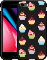 iPhone SE 2020 Hoesje Zwart Cupcakes - Designed by Cazy