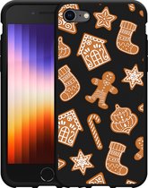 iPhone SE 2022 Hoesje Zwart Christmas Cookies - Designed by Cazy