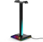 RGB Headset Houder 9 verlichtingsmodi LED headset standaard met 2 USB en 3,5 mm AUX aansluiting Universal Gaming hoofdtelefoonhouder, headset houder voor PC hoofdtelefoon accessoires