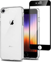 iPhone SE 2022 Hoesje + iPhone SE 2022 Screenprotector – Full Screen Tempered Glass - Extreme TPU Case Transparant