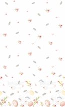 Pasen tafelkleed/tafellaken paaseieren wit/roze 138 x 220 cm - Pasen thema papieren tafeldecoraties
