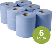 Veluw® Papieren Handdoekrol Blauw - Centrefeed - 2-Laags - 324 Vellen - 120 Meter - 6 Rollen