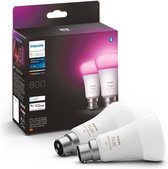 PHILIPS Hue White & Color Ambiance - 10W slimme LED-lamp - B22 - Bluetooth compatibel - Pak van 2