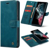 Casemania Hoesje Geschikt voor Samsung Galaxy S22 Ultra Emerald Green - 2 in 1 Magnetic Book Case
