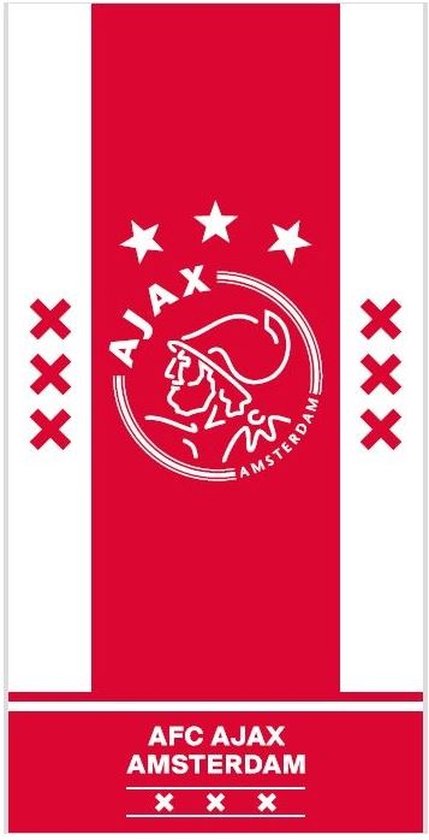 Ajax- Handdoek wit rood wit AFC Ajax 50x100cm