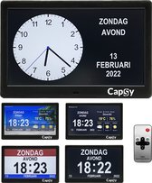 Capsy Dementieklok XXL - 5 verschillende schermen én WiFi - Digitale en analoge kalenderklok met datum en dag voor dementie
