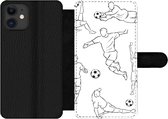 Bookcase Geschikt voor iPhone 11 telefoonhoesje - Een illustratie van spelers in verschillende posities - Jongetje - Meisje - Kinderen - Met vakjes - Wallet case met magneetsluiting