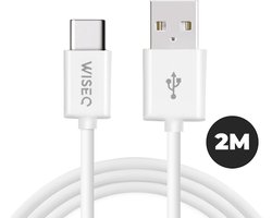 USB naar USB C Kabel - Oplaadkabel geschikt voor Samsung en iPhone - 2 meter - Wit - WiseQ