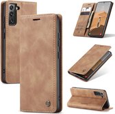 Casemania Hoesje Geschikt voor Samsung Galaxy S22 Plus Sienna Brown - Portemonnee Book Case