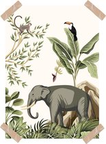 Poster Jungle Olifant-Kinderkamer-A4 formaat-Jungle-Kinderkameraccessoires- Wanddecoratie