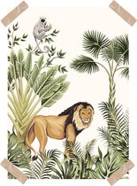 Poster Jungle Leeuw- Kinderkamer-Jungle- A4 formaat - Kinderkameraccessoires-Leeuw- Wanddecoratie