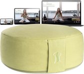 BACKLAxx® Overtrek meditatiekussen met boekweitvulling yogakussen - zithoogte 15 cm en zitbreedte 35 cm yoga zitkussen - incl. videocursus