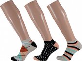 sneakersokken dames bamboe grijs/zalmroze 3-pak maat 35/38