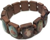 Bracelet chrétien en bois marron cadeau de Christianisme catholique