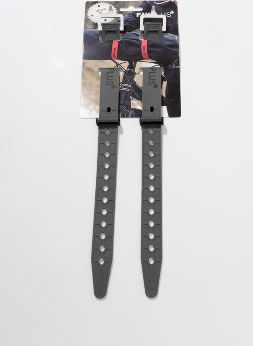 2 Fixplus straps donkergrijs 35cm - TPU spanband voor snel en effectief bundelen en bevestigen van fietsonderdelen, ski's, buizen, stangen, touwen en latten